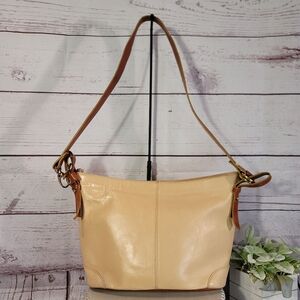 Valentina Cream and Tan Leather Shoulder Bag